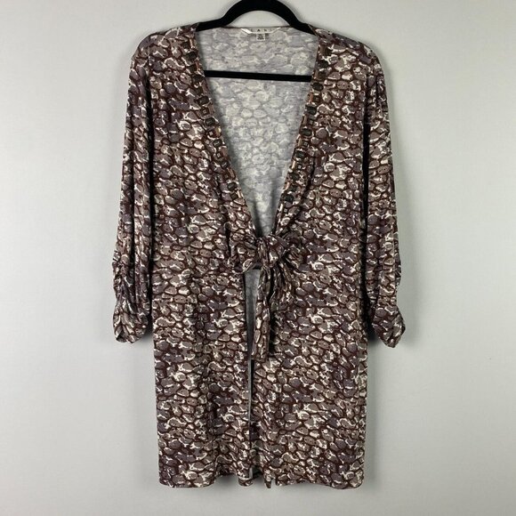 CAbi Long Open Cardigan Knit Top Front Ties Size XL 907 Brown Cobblestone - Picture 1 of 10